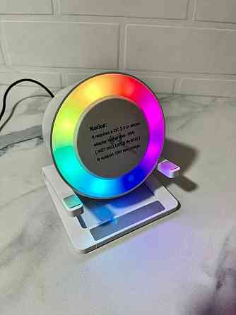 Портативная колонка с LED подсветкой и беспроводной зарядкой 15W Димитров