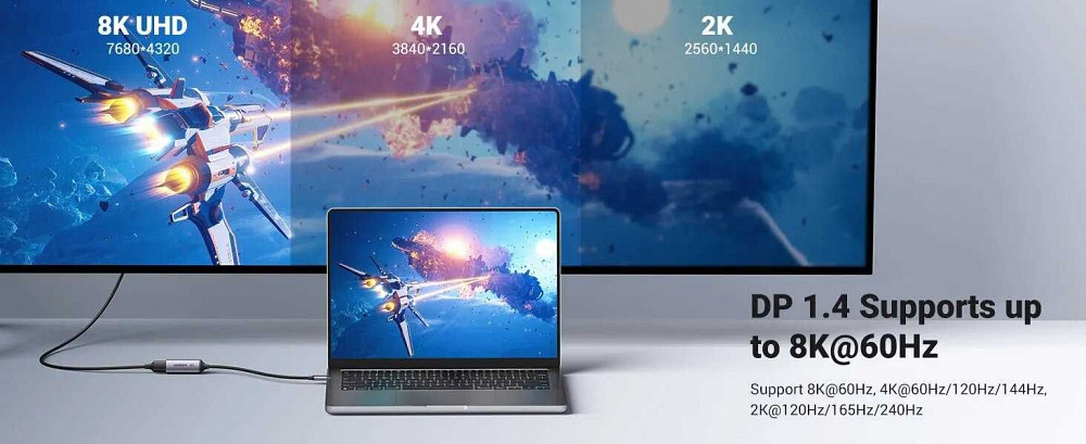 Type-C DP DisplayPort 1.4 4k 240hz 144hz 2k 240hz 165hz Ugreen MacBook Ясиноватая - изображение 7