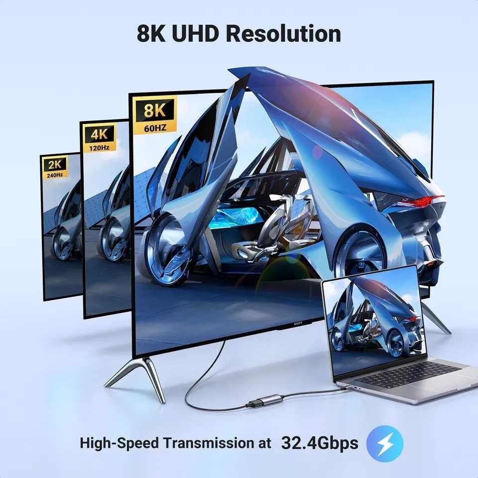 Type-C DP DisplayPort 1.4 4k 240hz 144hz 2k 240hz 165hz Ugreen MacBook Ясиноватая - изображение 6
