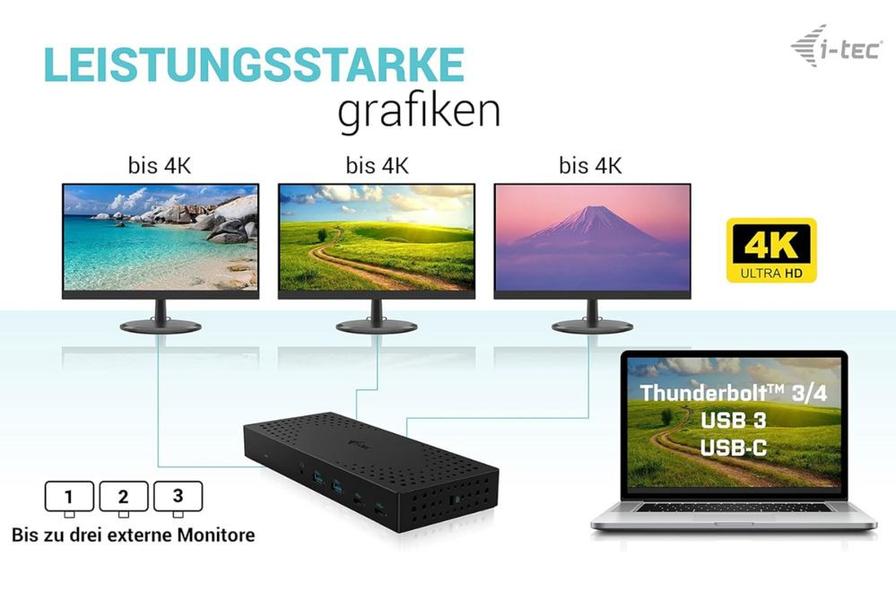 Док станція i-tec USB 3.0 / USB-C/Thunderbolt, 3X 4K Енакиево - изображение 5