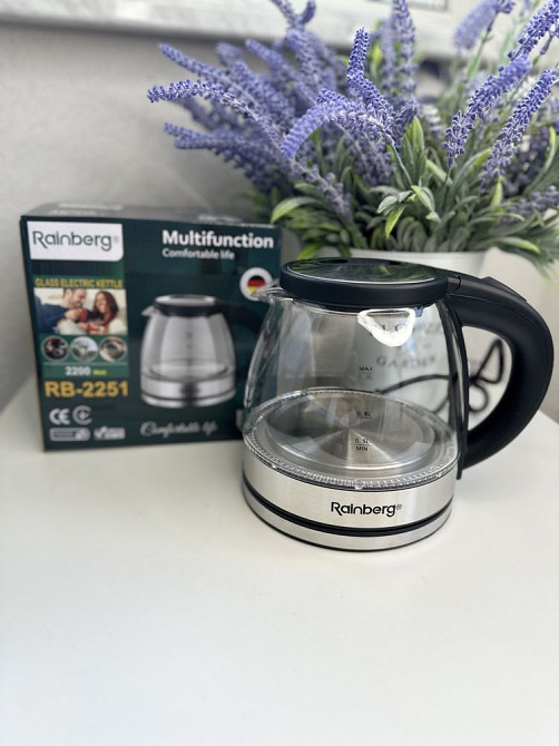 Стеклянный электрочайник Чайник Rainberg RB-2251 1л 2200W Ясиноватая - изображение 3