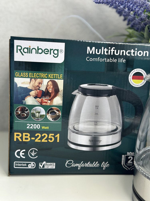 Стеклянный электрочайник Чайник Rainberg RB-2251 1л 2200W Ясиноватая - изображение 5