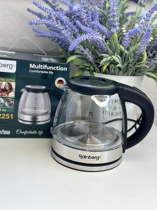 Стеклянный электрочайник Чайник Rainberg RB-2251 1л 2200W Ясиноватая - изображение 2