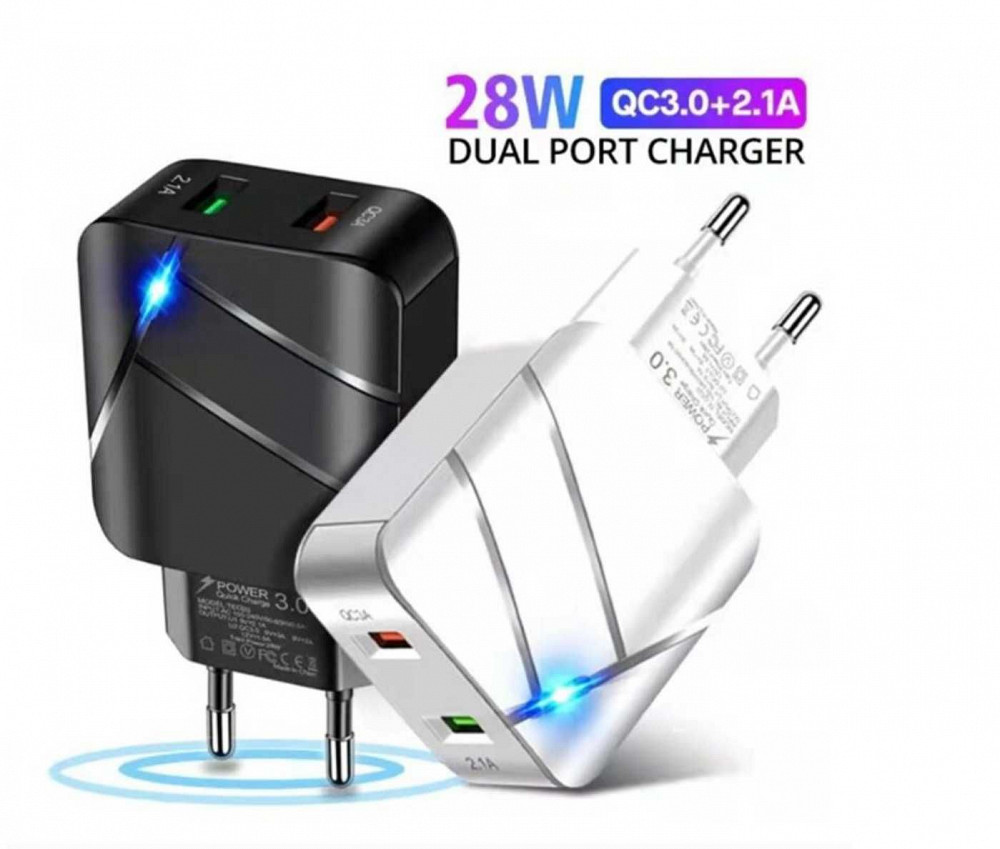 Быстрая зарядка для телефона 28W Uslion QC3.0 2USB Зарядное Xiaomi Зугрэс - изображение 2