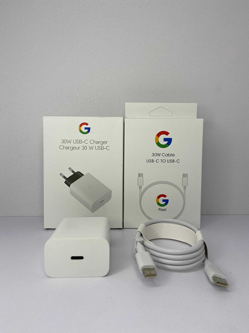 Google 30W быстрая зарядка (блок + кабель) адаптер шнур 1м pixel Зуевка - изображение 3