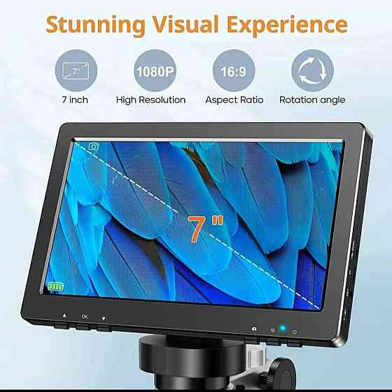 Микроскоп цифровой(мікроскоп цифровий)DM9,дисплей 7 дюймов/12mp 1200x. Зуевка