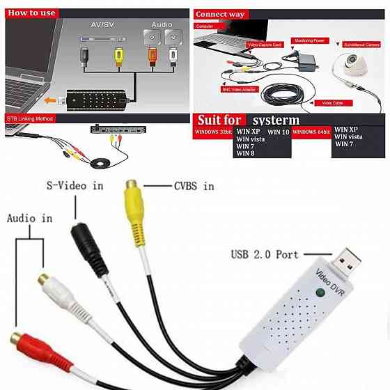 Карта видеозахвата EasyCAP 0941 USB 2.0 DVR AV и S-Video Capture плата Кировское