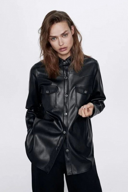 Кожанная шкіряна рубашка  сорочка   ZARA Шахтерск - изображение 1
