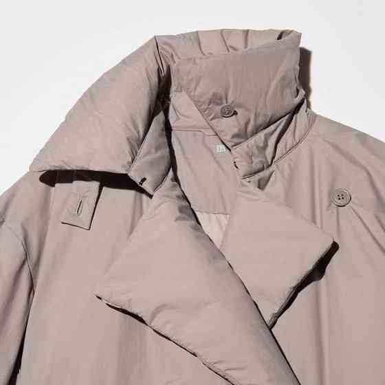 Uniqlo . Довге пухове пальто з поясом . Торез