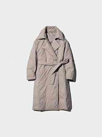 Uniqlo . Довге пухове пальто з поясом . Торез