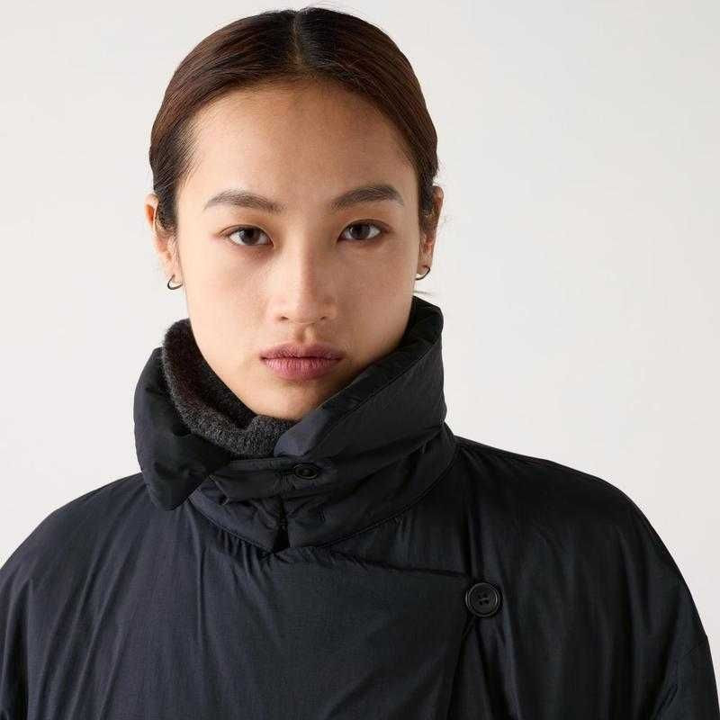 Uniqlo . Довге пухове пальто з поясом . Торез - изображение 2