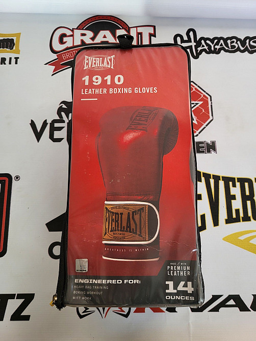 EVERLAST 1910 Classic 14 Oz Боксерские перчатки Оригинал Кожа M Тельманово - изображение 7
