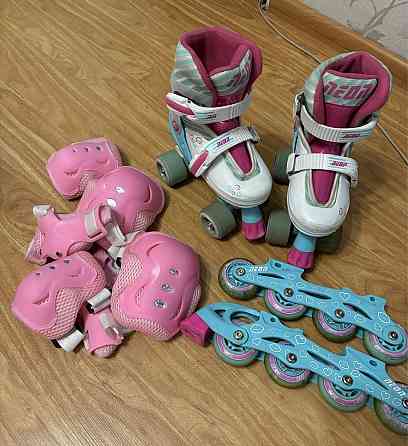 Ролики combo 2 в 1 led neon skates 29-33 защита роліки Снежное