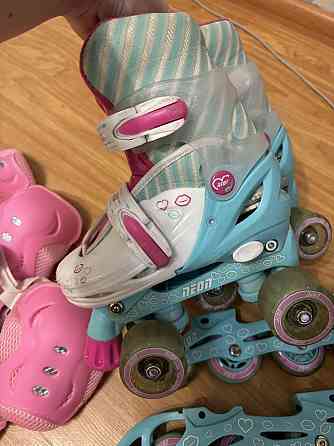 Ролики combo 2 в 1 led neon skates 29-33 защита роліки Снежное