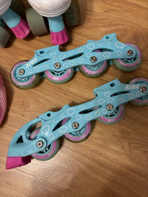 Ролики combo 2 в 1 led neon skates 29-33 защита роліки Снежное - изображение 2