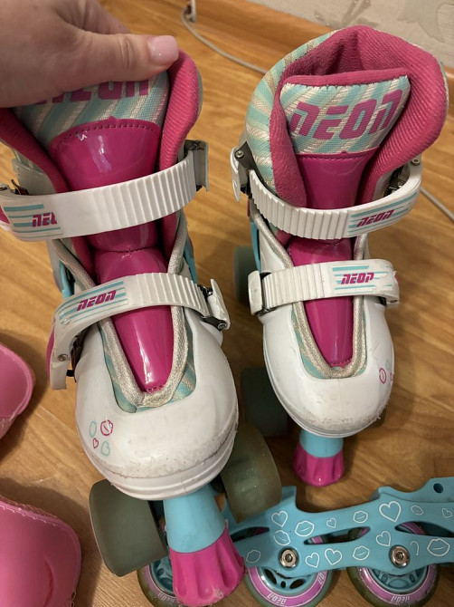 Ролики combo 2 в 1 led neon skates 29-33 защита роліки Снежное - изображение 3